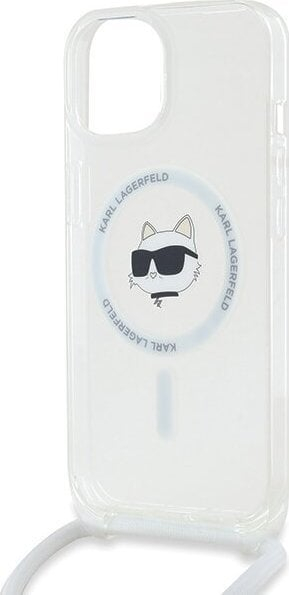 Kavanoz mbrojtës Karl Lagerfeld IML Crossbody Choupette Head MagSafe, për iPhone 15, transparent