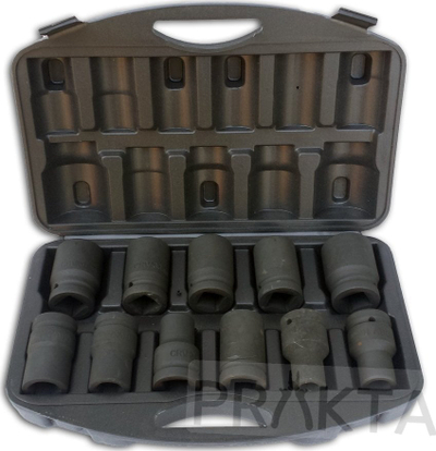Set çelësa goditës GEKO, 1", 11 cope, 17-41 mm