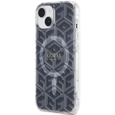 Këllëf telefoni Guess GCube MagSafe për iPhone 15 14 13, TPU PC, i zi