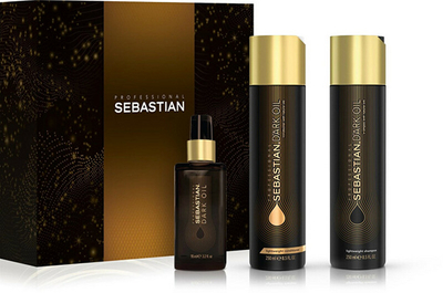 Set për flokë Sebastian Professional Dark Oil, Shampo Dark Oil 250ml + Balsam Dark Oil 250ml + Vaj stilimi Dark Oil,