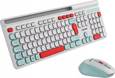 Set tastiere dhe mi CANYON HSET-W5, wireless 2.4 GHz, 105 taste, i bardhë