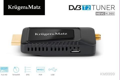 Tuner TV Kruger&Matz KM9999, DVB-T DVB-T2, H.265 HEVC, i zi