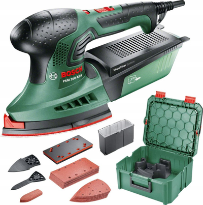 Smeriluese Bosch PSM 200 AES, 200 W, 29 pjesë, e gjelbër/e zezë