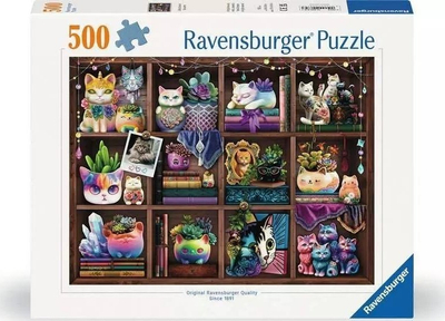 Puzzle Ravensburger Cats and Succulents, 500 pjesë, për të rritur, shumëngjyrësh