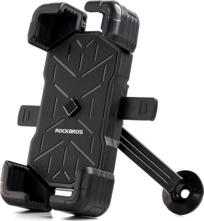 Mbajtëse telefoni për motoçikletë Rockbros 25210030007, 4.5-7.2", montim në pasqyrë, e zezë
