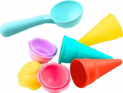 Set loje rëre Sand Set Ice Cream, kovë me lopatë, 6 copë, rozë