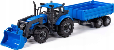 Lodër traktor Polesie Progress 91819, me rimorkio, me ngarkues përpara, blu