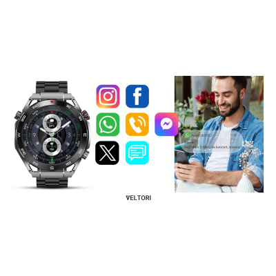Smartwatch Veltori VT100 1, ekran 1.52", Bluetooth 5.2, i zi
