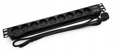 Rryp energjie për rack PD-9/R, 9 dalje, 19", i zi