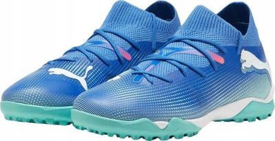 Këpucë futbolli për fëmijë PUMA FUTURE 7 MATCH TT Mid Jr, për terren sintetik, qafë e mesme, blu