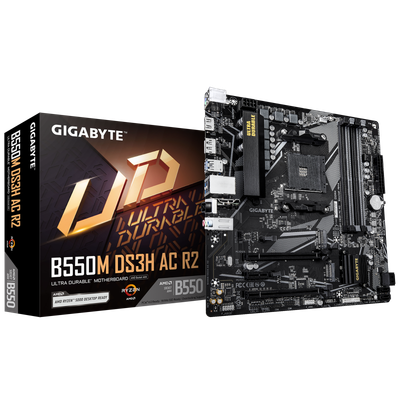 Pllakë amë GIGABYTE B550M DS3H AC R2, AMD AM4, DDR4, Wi-Fi 5