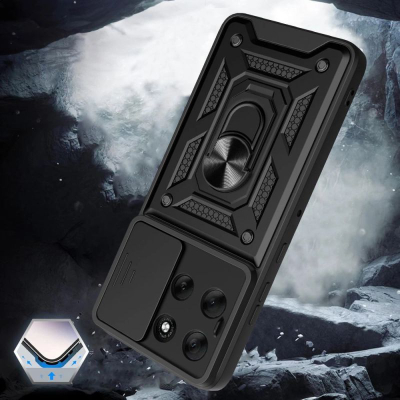Mbështjellës telefoni Tech-Protect Camshield Pro për Motorola Moto G86 5G, unazë që rrotullohet, mbrojtës kamere me rrëshqitje, i zi