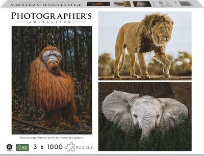 Puzzle Ambassador Wild Animals Donal Boyd, 3x1000 copa, për të rritur, shumëngjyrësh