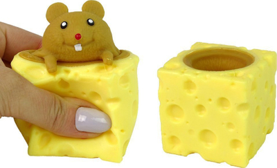 Lodër antistres squishy Mouse in Cheese, sensoriale për kalamaj, 5x5x5 cm, e verdhë