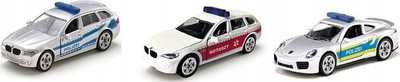 Set lodrash makina policie dhe emergjence BMW 520i Touring Police BMW 520i Emergency Doctor Porsche 911 Police, 3 pjesë, metal, shumëngjyrëshe