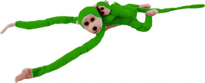 Lodër pelushi LEAN Toys majmun me bebe, 70 cm, jeshile