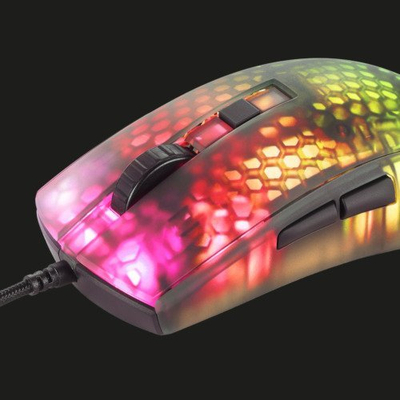 Гејминг глушец Deltaco Gaming DM310, 6200 DPI, 6 копчиња, црн проѕирен