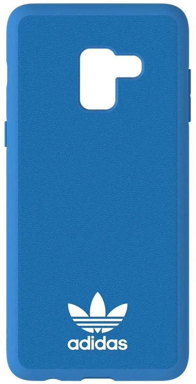 Futrollë telefoni Adidas për Samsung Galaxy A8+, polikarbonat TPU, dizajn i printuar, blu e bardhë