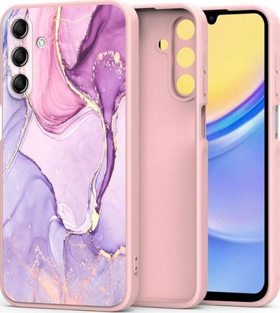 Maskë telefoni Tech-Protect Mood për Samsung Galaxy A15, TPU fleksibël, dizajn marble, rozë vjollcë