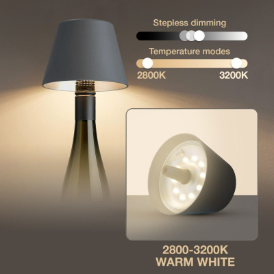 Llambë LED Techly 369441 për shishe, e rikarikueshme, me rregullim ndriçimi, e zezë
