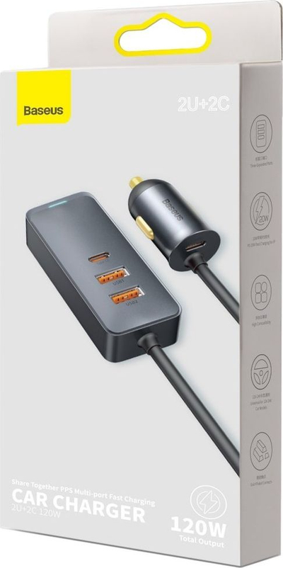Karikues makine Baseus Share Together, 120W, 2x USB A 2x USB C, i zi
