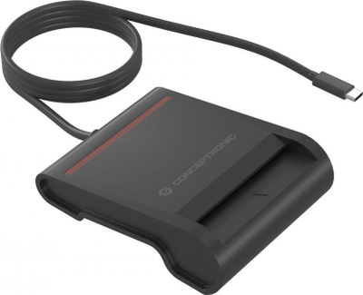 Lexues kartelash Smart ID USB C, kompakt, për karta identiteti elektronikë, i zi