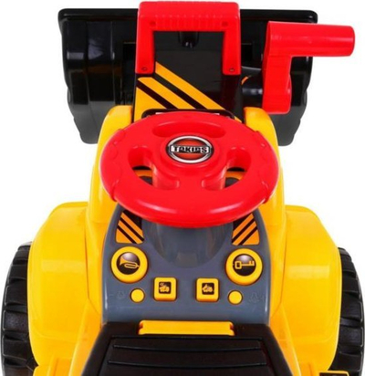 Lodër eskavator me bateri Ramiz, ride on, me kovë që lëviz, i verdhë