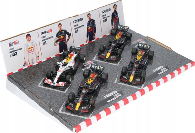 Set modelesh makine BBurago Red Bull Racing 38092V, 4 makina F1 Verstappen, shkallë 1:43, 12 cm