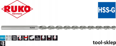 Spiralë shpimi RUKO DIN 1869 TL3000 HSS-G, 4 mm, metal, argjendtë