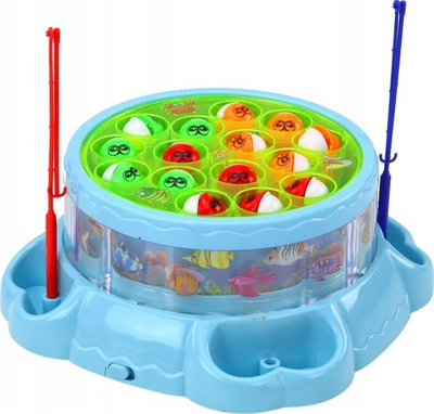 Loja peshkim me drita dhe tinguj Game Fishing Rods, me muzikë, blu