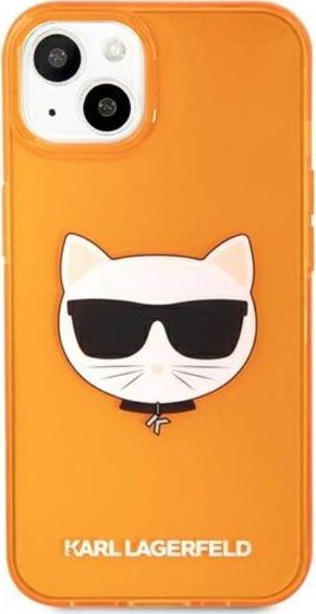 Mbulesë telefoni Karl Lagerfeld Choupette Head, për iPhone 13 mini, TPU, portokalli fluo