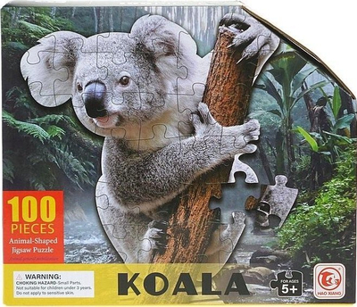 Puzzle Adar Koala 586291, 100 copa, me formë kafshe, shumëngjyrësh