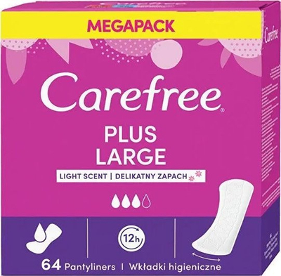 Peceta higjienike Carefree Plus Large Unscented, përditshme, 64 copë, të bardha