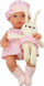 Kukull bebe me mbajtëse Leantoys Bunny, me lepurush pelushi, rozë