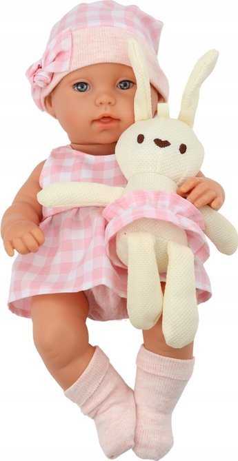 Kukull bebe me mbajtëse Leantoys Bunny, me lepurush pelushi, rozë