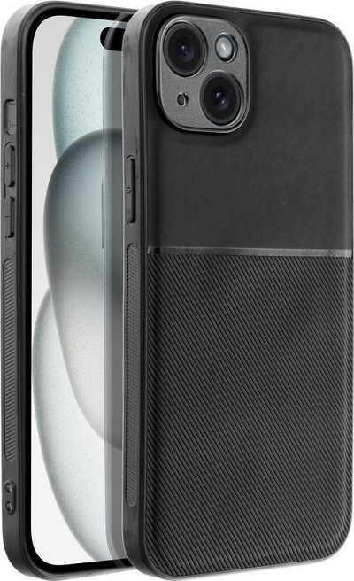 Këllëf telefoni Forcell Noble për iPhone 15 Plus, fleksibël, antishok, i zi