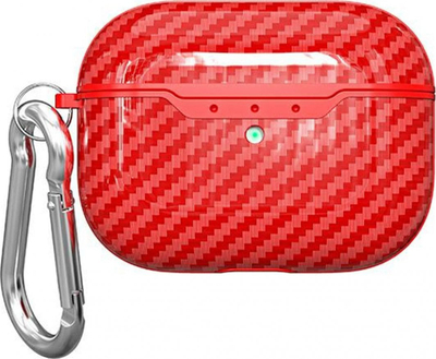 Kuti mbrojtëse Beline Carbon për AirPods Pro, me karabinë, e kuqe