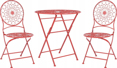 Set bistrot Beliani Scario, metal palosës, 2 karrige 1 tavolinë, i kuq