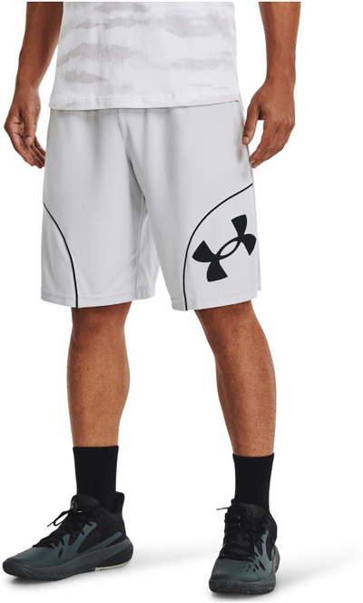 Shorc sportiv Under Armour Perimeter për meshkuj, material i lehtë, me xhepa, gri me të zezë