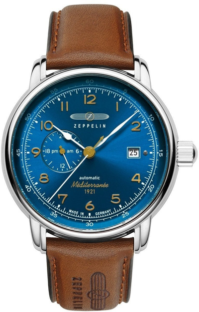 Ora dore Zeppelin Mediterranee 96683, 40mm, e argjendtë