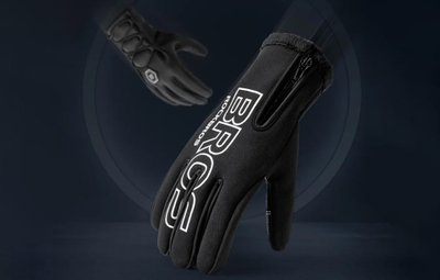 Doreza biçiklete Rockbros S091-4BK për dimër, me touchscreen, të zeza