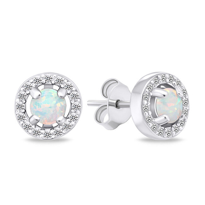 Set stolisë nga argjendi Opal SET225W, vathë dhe qafore, me gurë opal