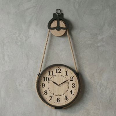 Orë murale Edaxo PALO, Ø27cm, litar jute, dru natyral