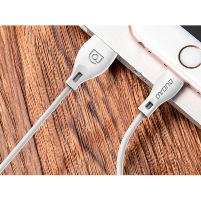 Kabllo karikimi Dudao L4L, USB në Lightning, 1m, 2.4A, e bardhë