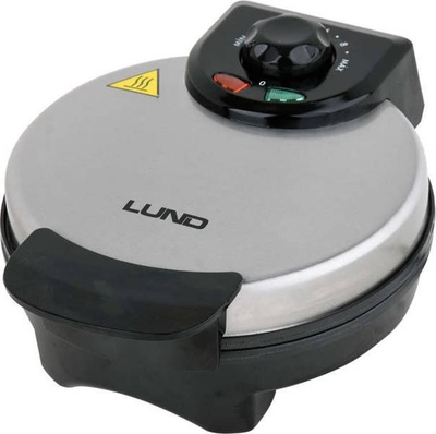 Aparat për waffle LUND Round Waffle Iron, 850W, pllaka jo ngjitëse, inox argjendt e zi