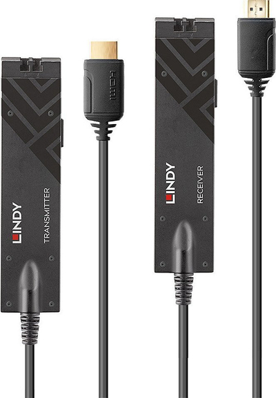 Ekstender HDMI Lindy 300m 18G, fibër optike, 4K 60Hz, i zi