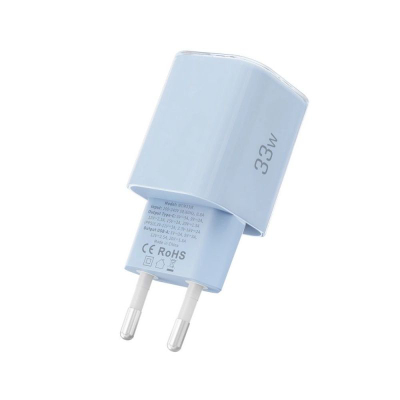 Karikues rrjeti Tech-Protect NCM33W, 2 porta USB, 33W PD QC3.0, blu e çelët