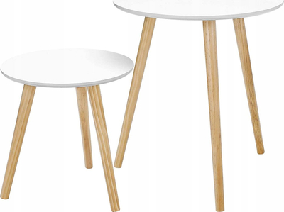 Set tavolinash ndihmëse Minimalist, 2 copë, dizajn skandinav, e bardhë