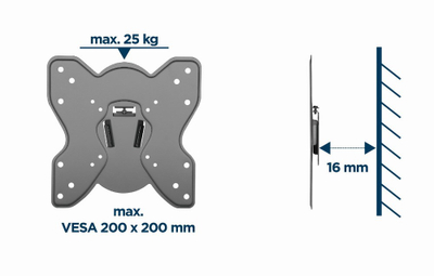 Mbajtëse TV Gembird WM-42F-03, 23-42", 25kg, VESA 200x200, e zezë