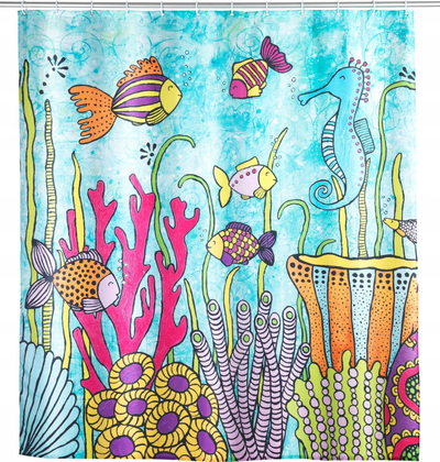 Perde dushi WENKO Rollin'Art Ocean Life, 180x200 cm, poliester, shumëngjyrëshe